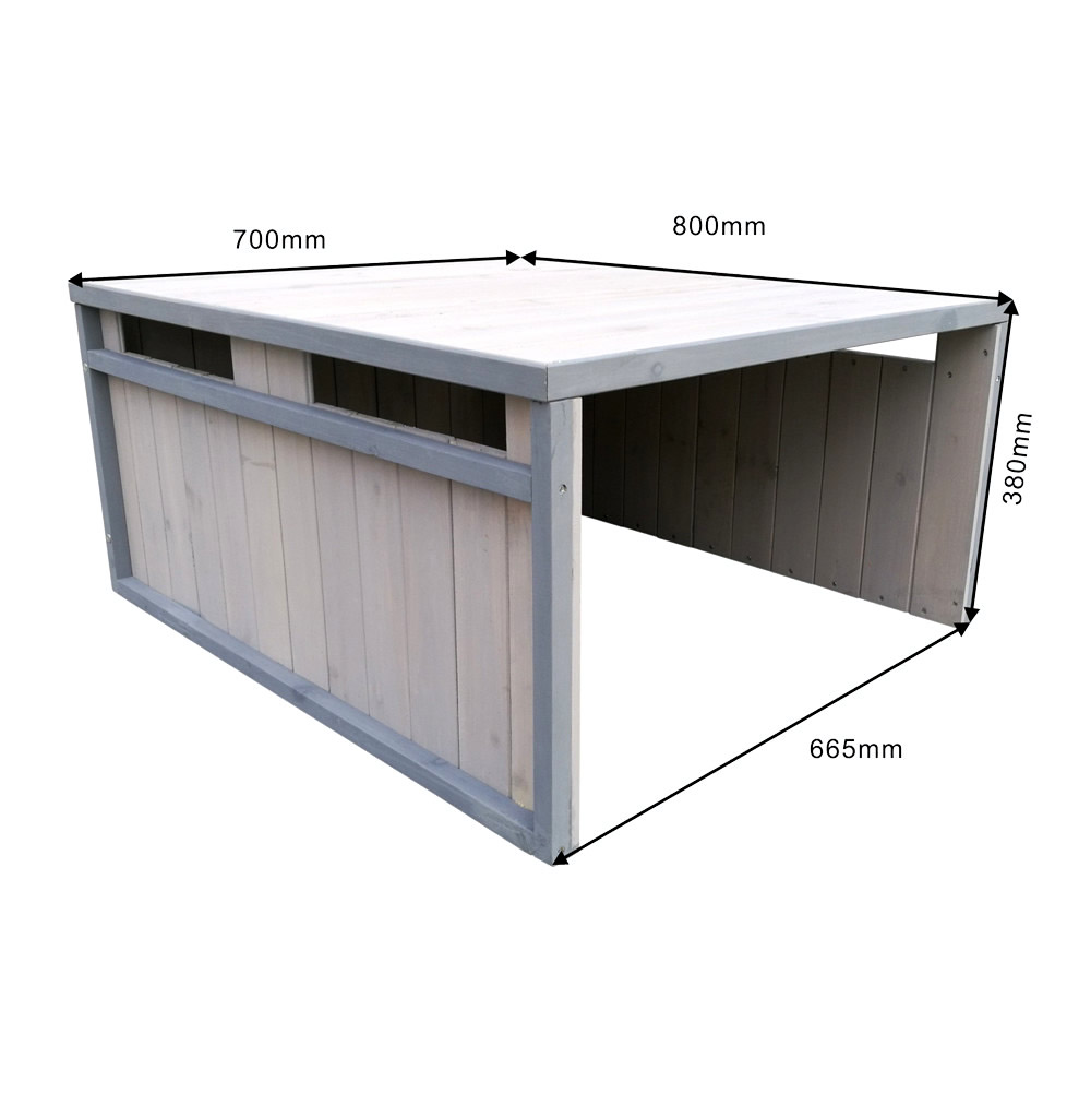 Garage voor robotmaaier hout | Plat dak | Grijs