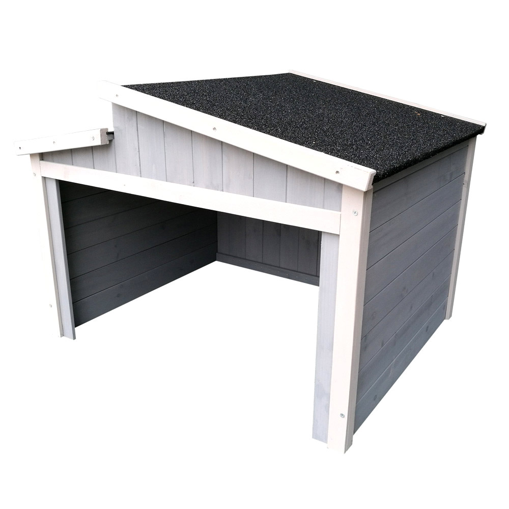Garage voor robotmaaier hout | Schuin dak | Grijs