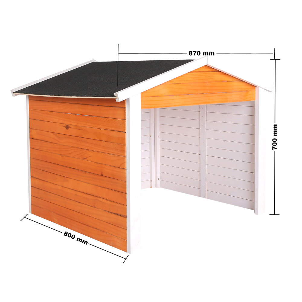 Garage voor robotmaaier hout | Puntdak | Bruin/Wit