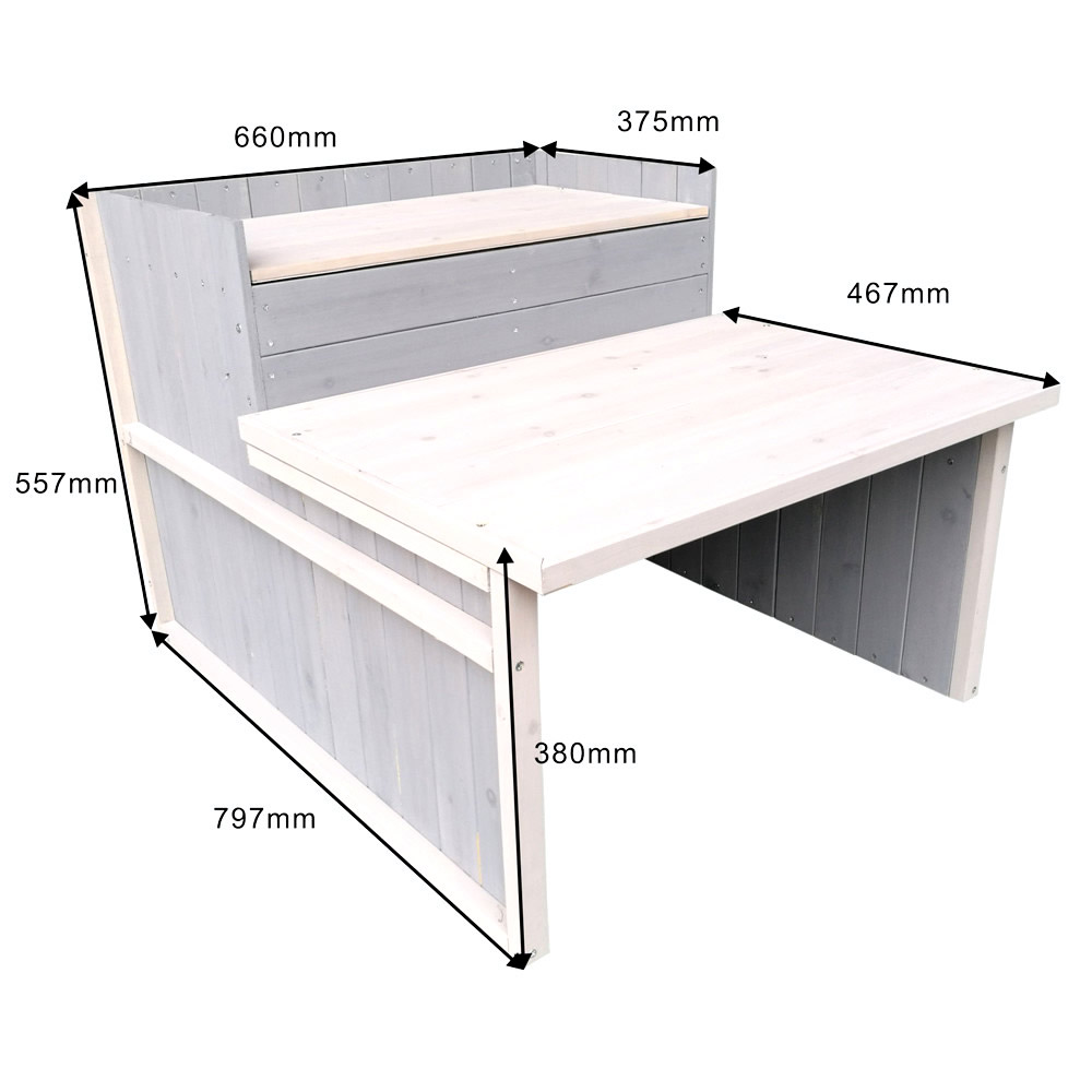 Garage voor robotmaaier hout | Plat dak met verhoog | Grijs/Wit