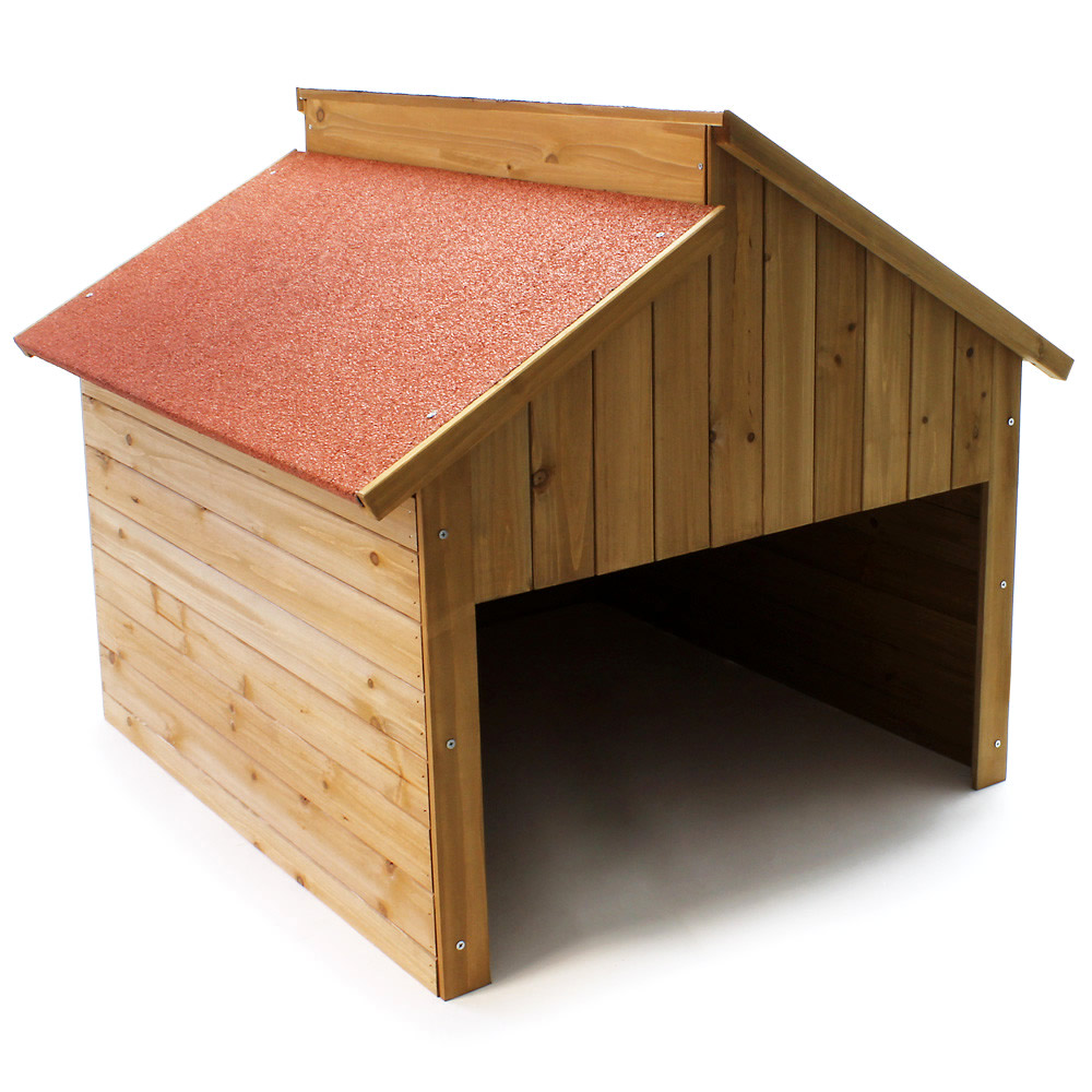 Garage voor robotmaaier hout | Puntdak | Bruin/Rood