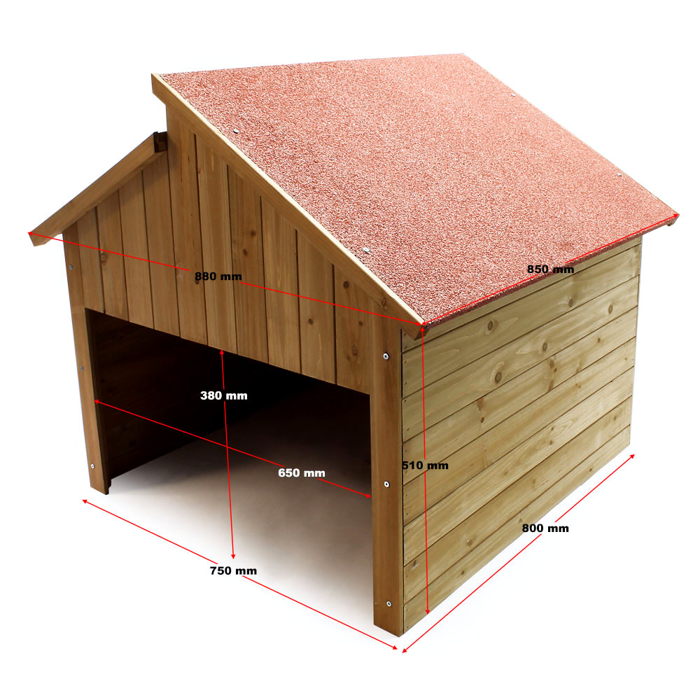 Garage voor robotmaaier hout | Puntdak | Bruin/Rood