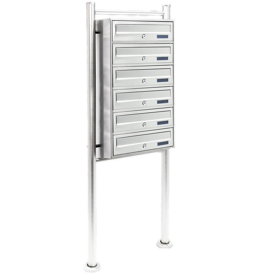 6-voudige brievenbus met statief | RVS | Model 1