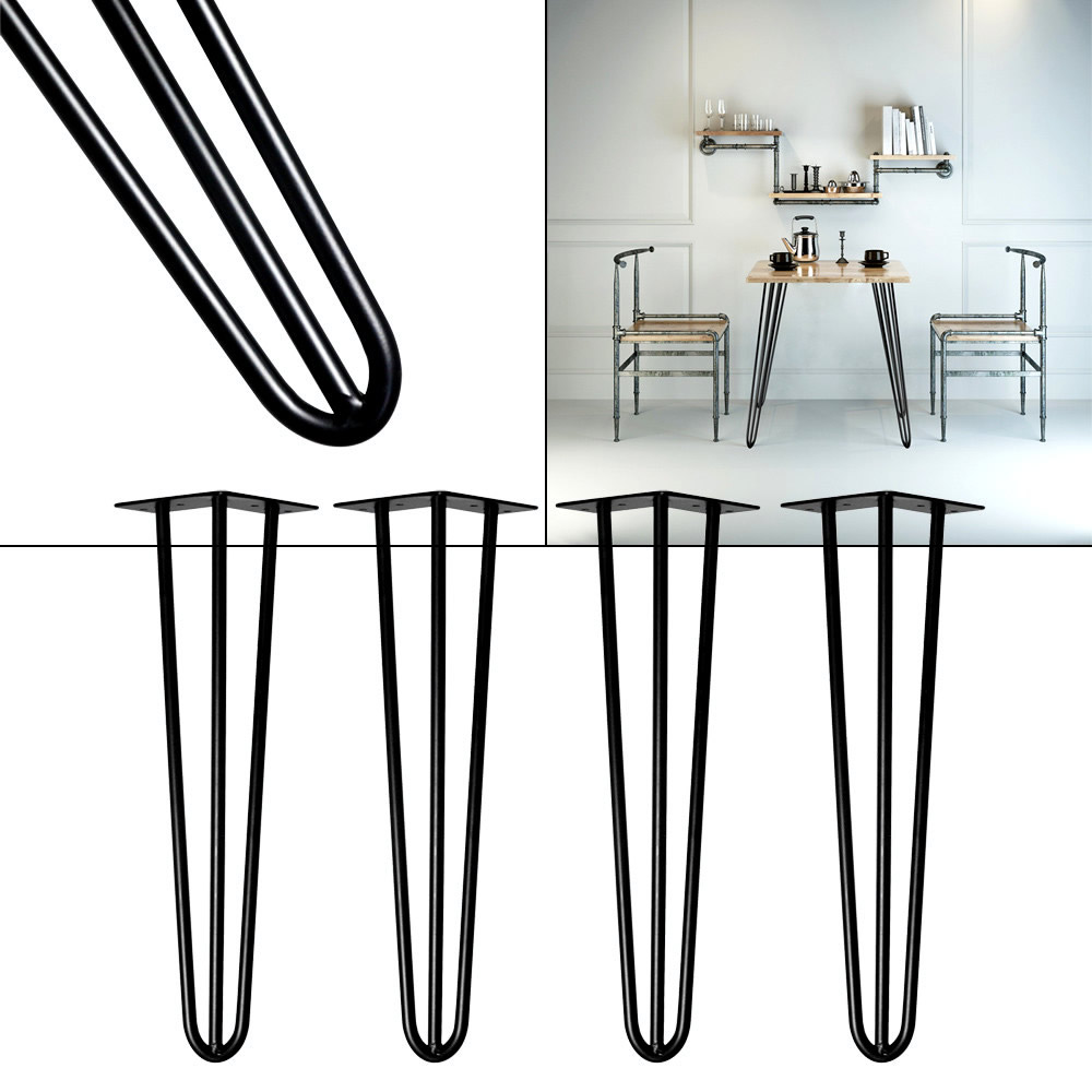Poten voor tafel, stoel of bank | Set van 4 | Zwart | 60 cm