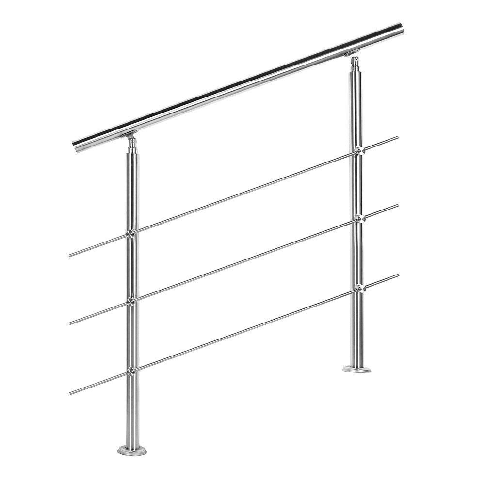 Trapleuning RVS | Dubbele staander | 80 cm | 3 dwarsbalken
