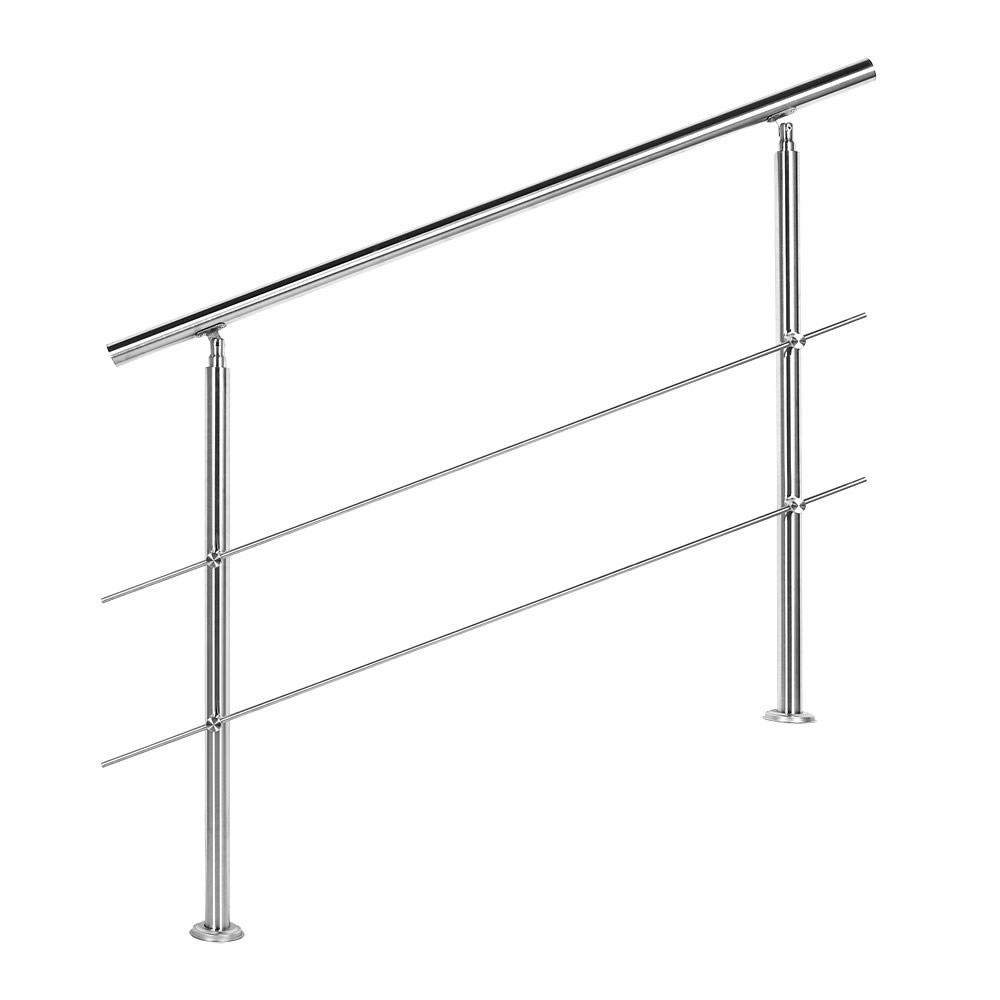 Trapleuning RVS | Dubbele staander | 120 cm | 2 dwarsbalken