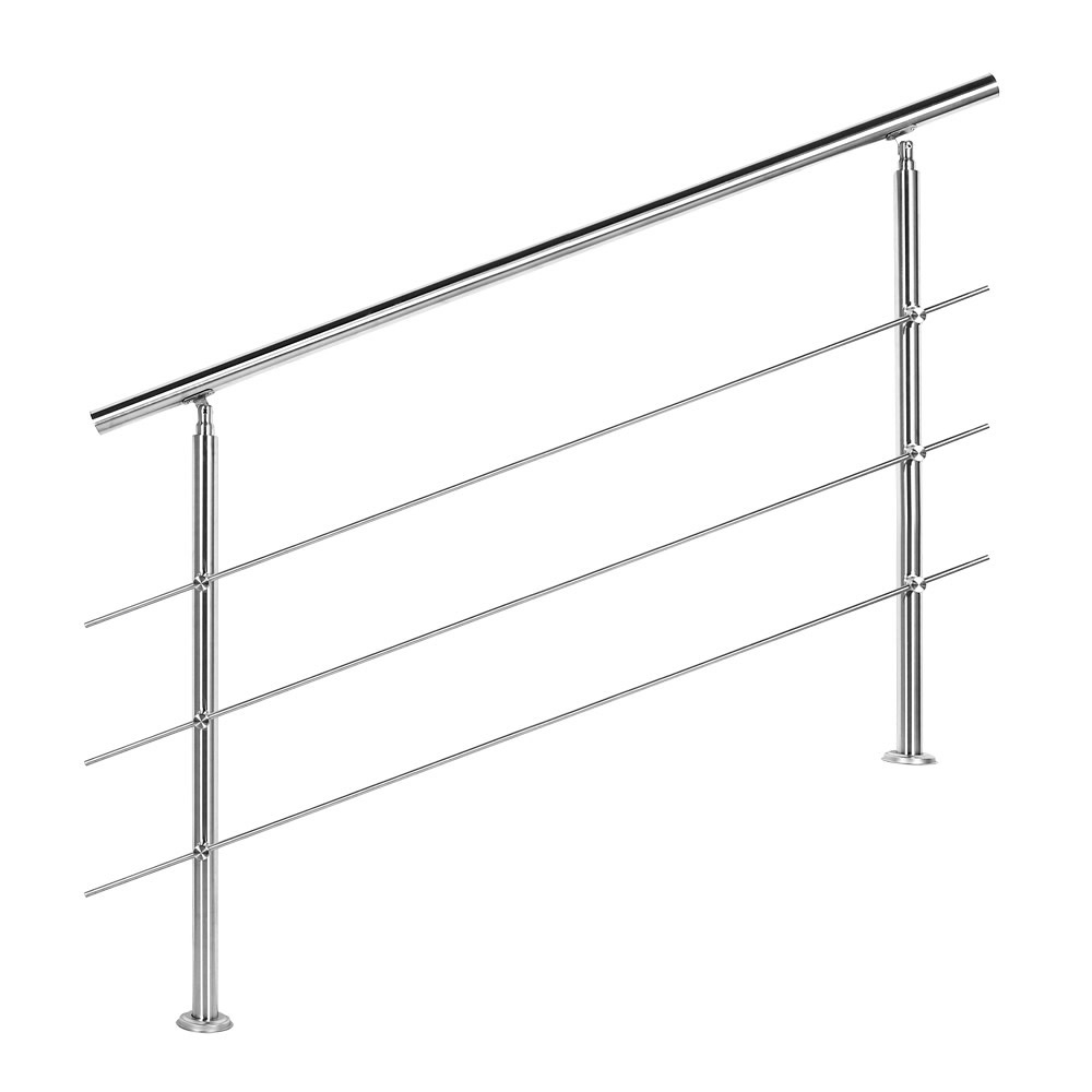 Trapleuning RVS | Dubbele staander | 140 cm | 3 dwarsbalken