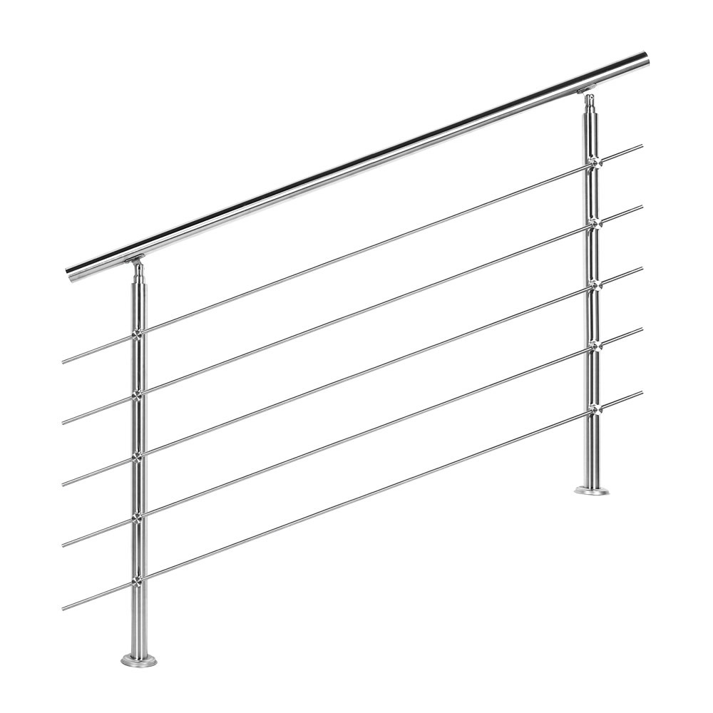 Trapleuning RVS | Dubbele staander | 140 cm | 5 dwarsbalken