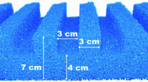 Filterschuim T-profiel Blauw | 50 x 50 cm