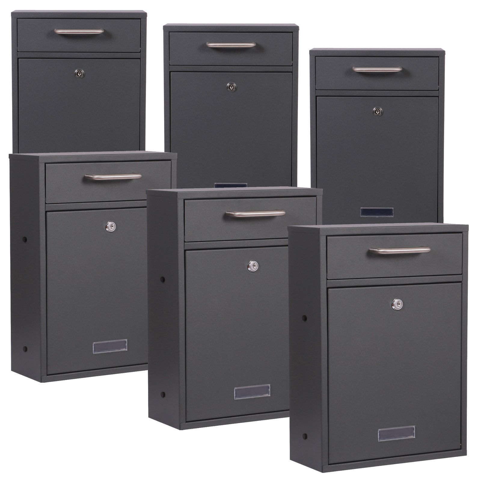 Brievenbus | Wandmodel | Antraciet | Model 52 | 6 stuks