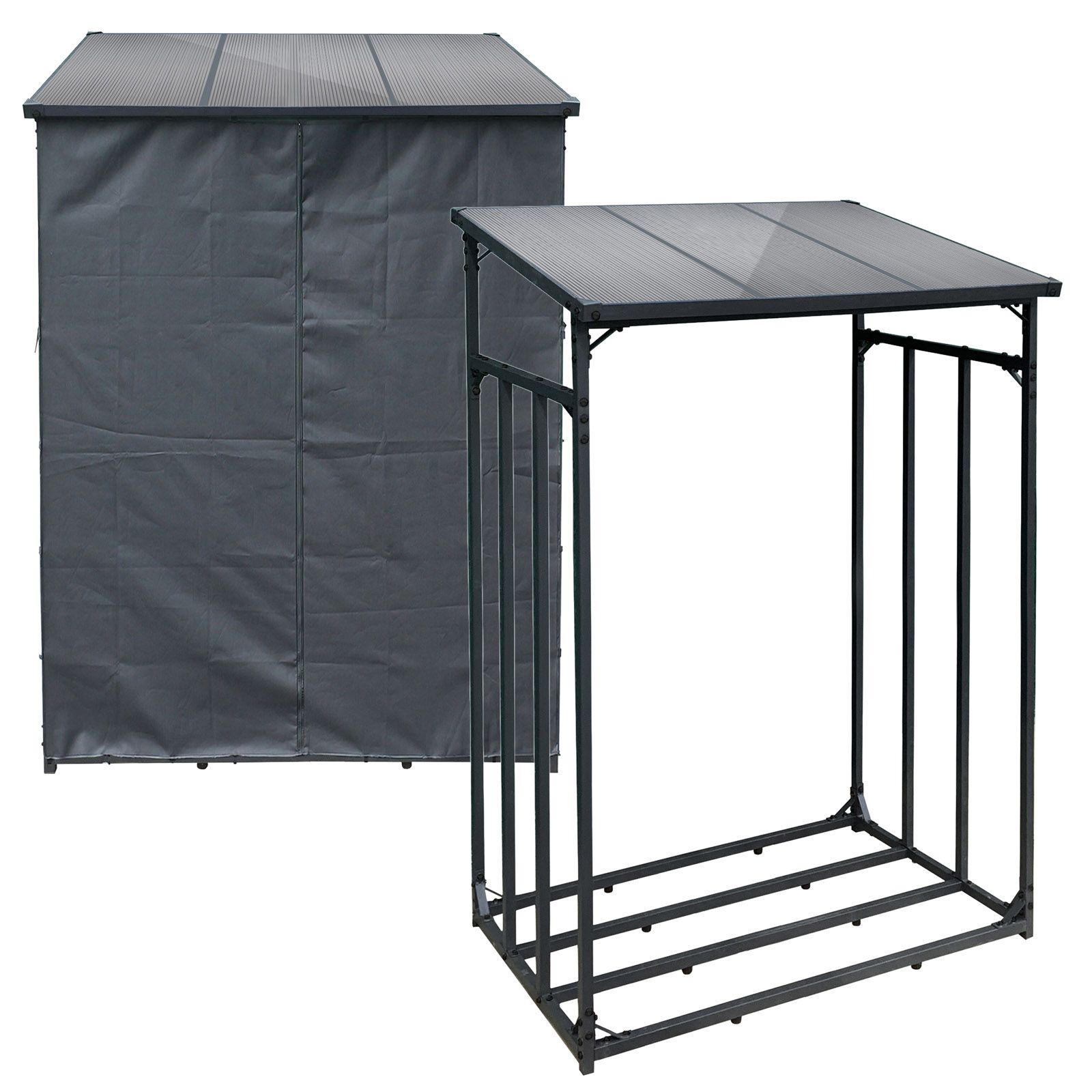 Brandhoutrek voor buiten | 130 x 70 x 185 cm | Met beschermhoes