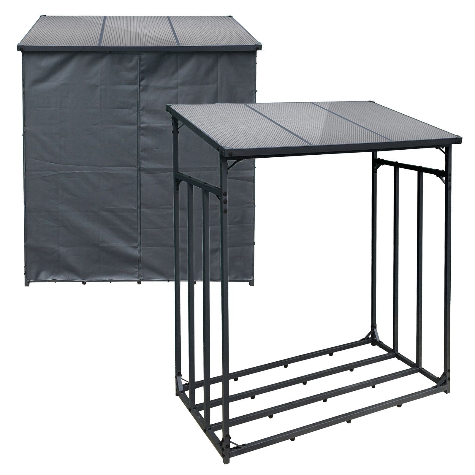 Brandhoutrek voor buiten | 143 x 70 x 145 cm | Met beschermhoes