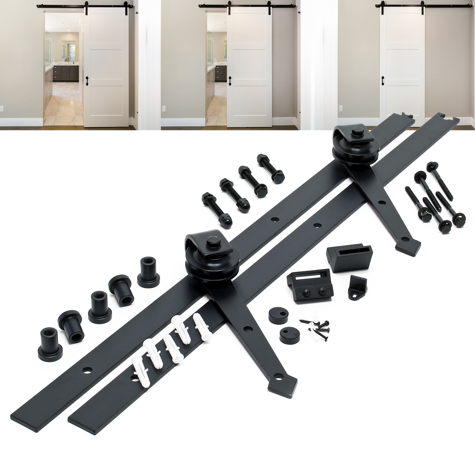 Schuifdeursysteem voor deuren | 183 cm rails | Tot 90 kg