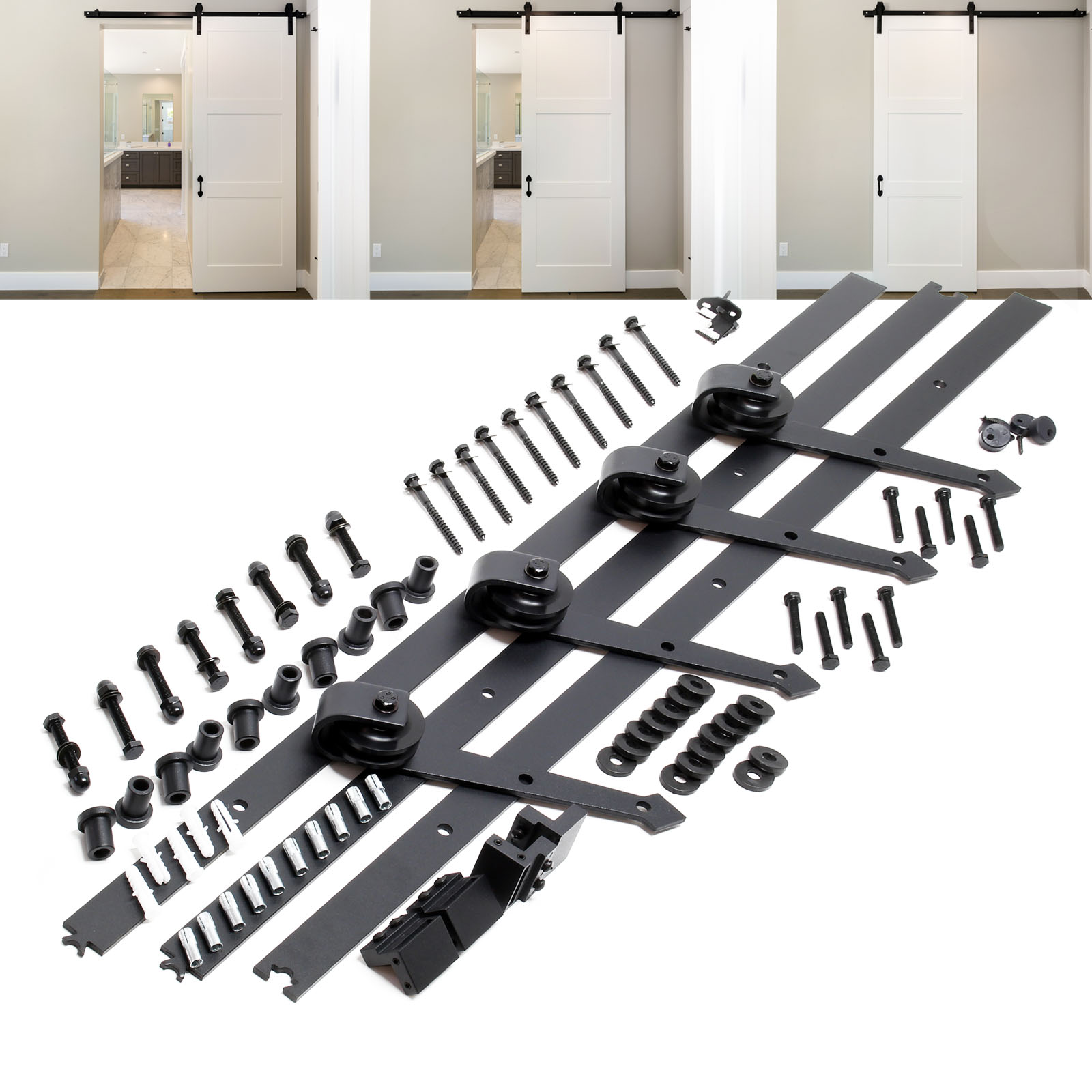 Schuifdeursysteem voor 2 deuren | 366 cm rails | Tot 150 kg