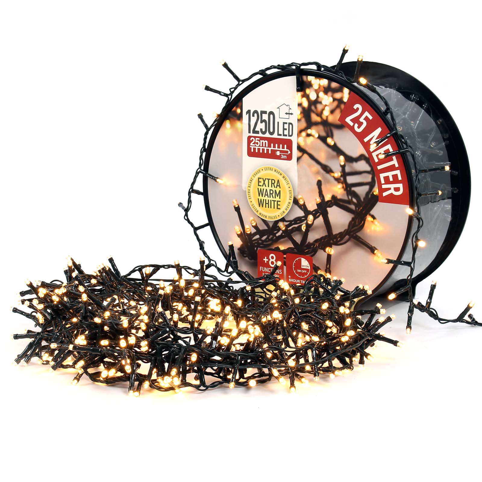Kerstverlichting | 1.250 LED's | Warm wit | 25 meter | Met timer