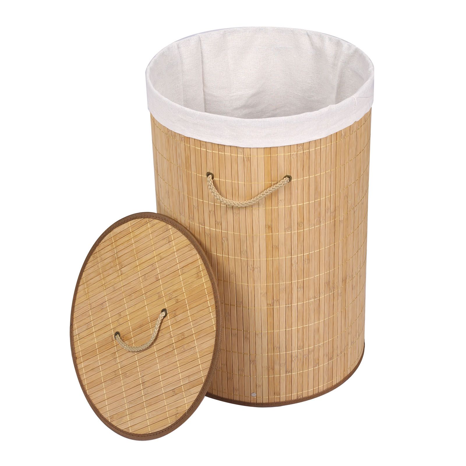 Wasmand met waszak | Bamboe | 75 liter | Rond
