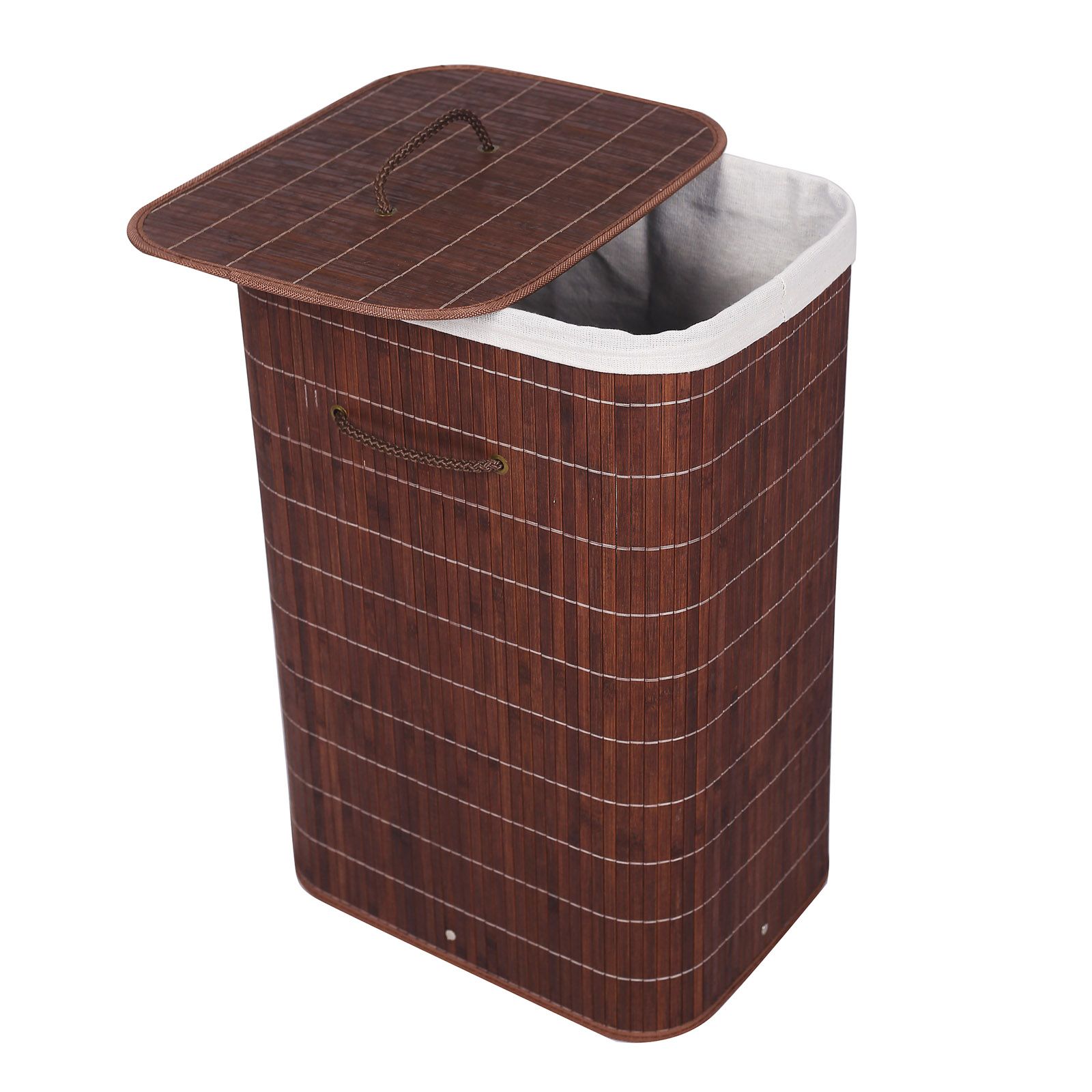 Wasmand met waszak | Bamboe | Bruin | 72 liter | Rechthoek