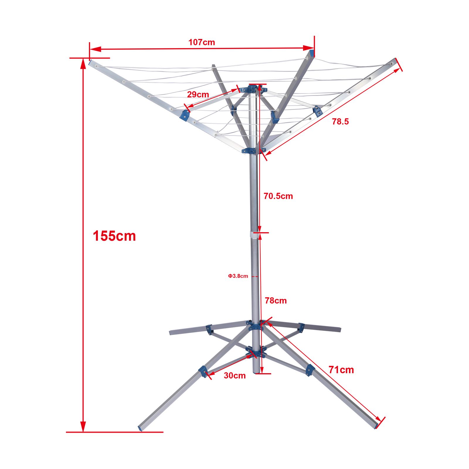 Kerel gewoontjes Vermenigvuldiging Droogmolen | Aluminium | Opvouwbaar | 16 meter waslijn - HandelsOnderneming  Michielsen