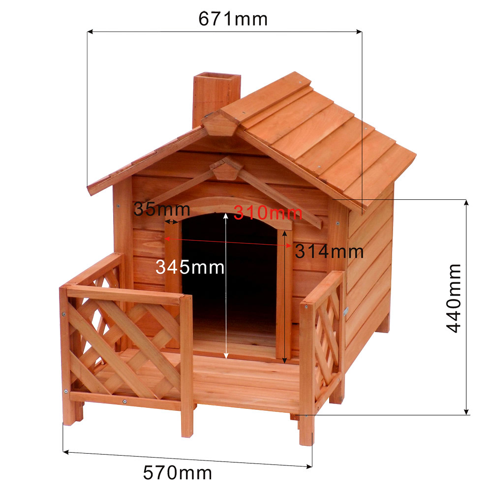 Hondenhuis hout | Met veranda | 57 x 95 x 69 cm