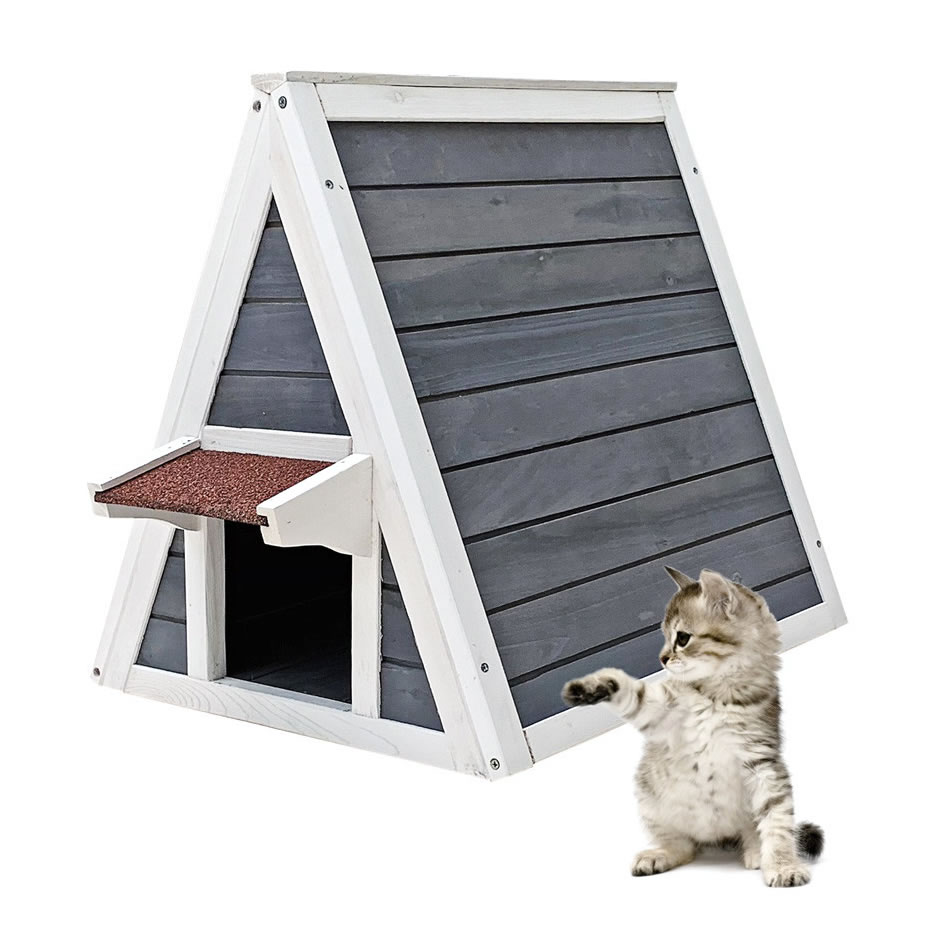 Niet genoeg Verminderen Geweldig Kattenhuis hout | 50 x 50 x 54 cm | Wit/Grijs - HandelsOnderneming  Michielsen