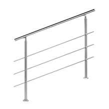 Trapleuning RVS | Dubbele staander | 120 cm | 3 dwarsbalken