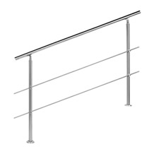 Trapleuning RVS | Dubbele staander | 140 cm | 2 dwarsbalken