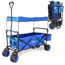 Bolderwagen opvouwbaar | Blauw | Met zonnedak