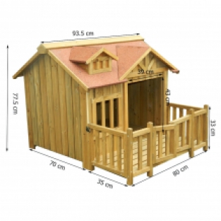 Hondenhok hout | Met veranda | 105 x 94 x 78 cm