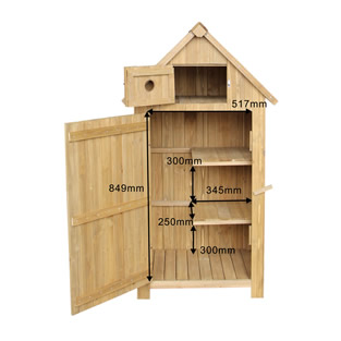 Houten tuinkast | Met vogelhuisje | 77 x 54 x 142 cm