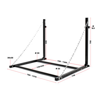 Banden opbergrek | Wandmodel | 4 banden | 130 cm