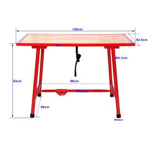 Werktafel | 120 x 62,5 x 83 cm | Inklapbaar | Rood