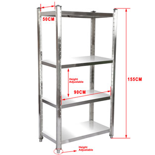 Horeca Stelling met 4 legborden RVS | 90 x 50 x 155 cm