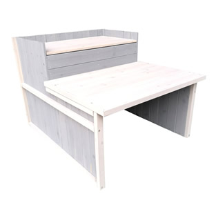 Garage voor robotmaaier hout | Plat dak met verhoog | Grijs/Wit