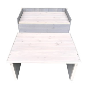Garage voor robotmaaier hout | Plat dak met verhoog | Grijs/Wit