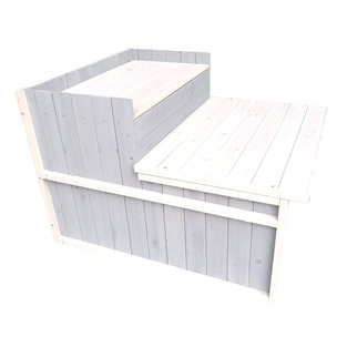 Garage voor robotmaaier hout | Plat dak met verhoog | Grijs/Wit