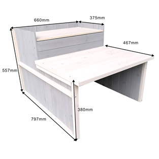 Garage voor robotmaaier hout | Plat dak met verhoog | Grijs/Wit