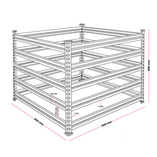 Compostbak metaal | 90 x 90 x 90 cm | 720 liter