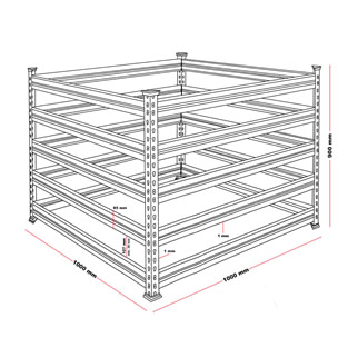 Compostbak metaal | 100 x 100 x 90 cm | 900 liter