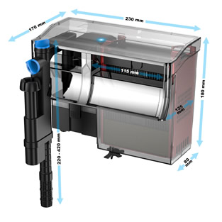 Aquariumfilter | Wandmodel | Eco 190 + 5 watt UVC