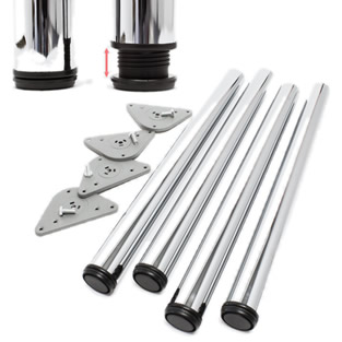 Tafelpoten set | Verstelbaar | Ø 6 x 110-113 cm | Chroom