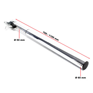 Tafelpoten | Verstelbaar en inklapbaar | Ø 6 x 70-110 cm | Chroom