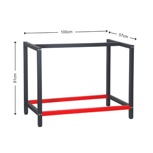 Werkbankonderstel | Antraciet / Rood | 100 x 57 x 81 cm