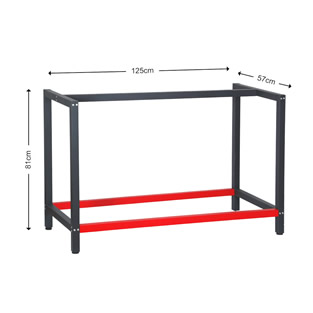 Werkbankonderstel | Antraciet / Rood | 125 x 57 x 81 cm