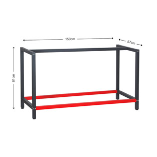 Werkbankonderstel | Antraciet / Rood | 150 x 57 x 81 cm