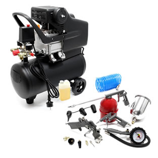 Compressor | 2 PK | 8 Bar | 24 liter | Incl. 13-delige set