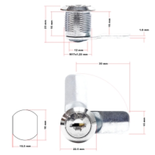 Brievenbusslot 16 mm | Inclusief 2 sleutels