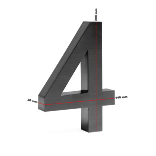 Huisnummer 3D | Antraciet | 4