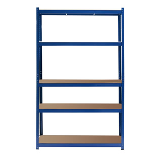 Opbergrek met 5 legborden | Staal/MDF | 120 x 50 x 200 cm | Blauw