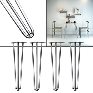Poten voor tafel, stoel of bank | Set van 4 | Staal | 45 cm