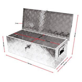 Transportkist aluminium | 76 x 32 x 24 cm | Met slot